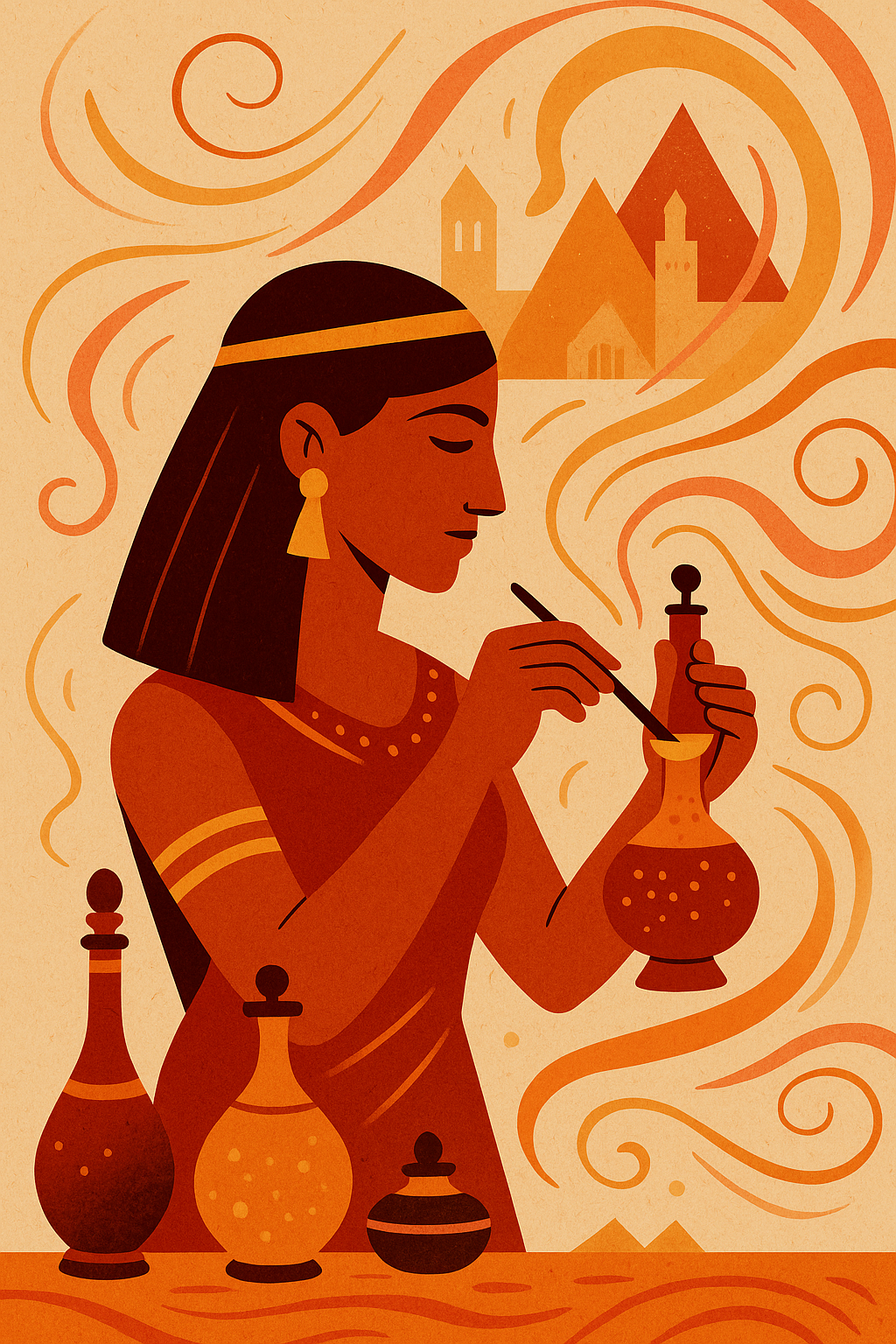 Ilustração abstrata de Tappouti preparando perfumes