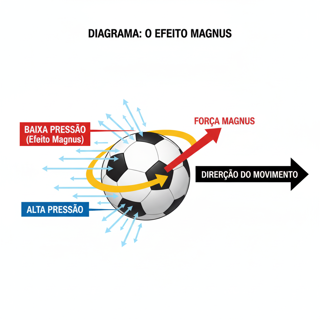 Diagrama do Efeito Magnus sobre uma esfera