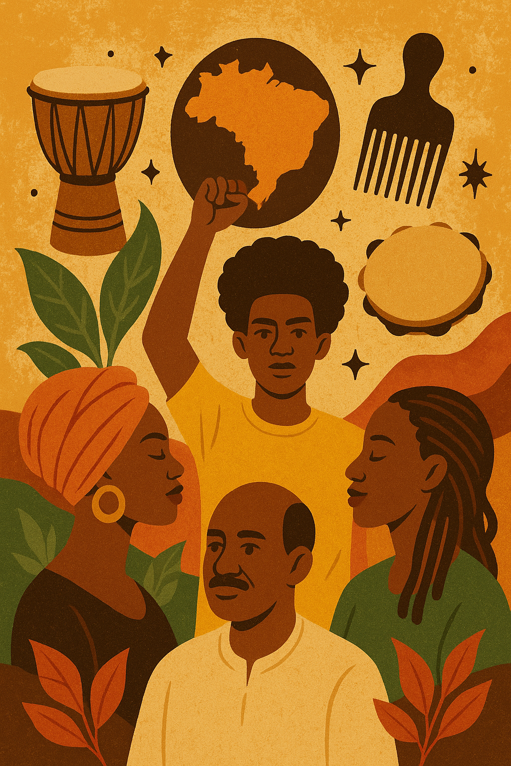 Ilustração da cultura afro‑brasileira